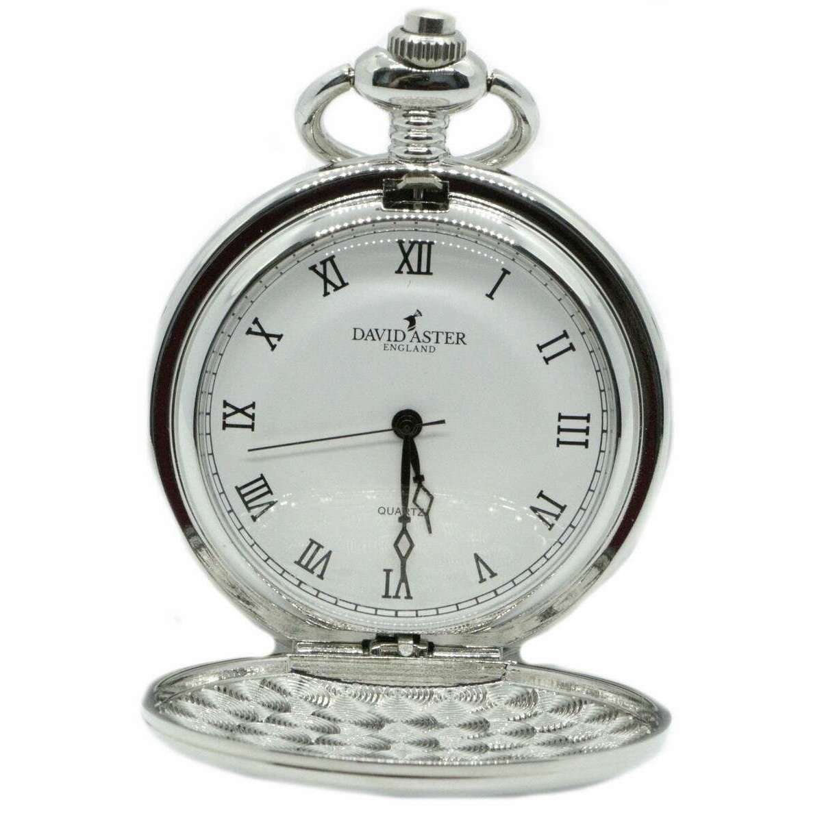 David Aster Spitfire Embossed Quartz Full Hunter Pocket Watch - Silver/White - Image 2