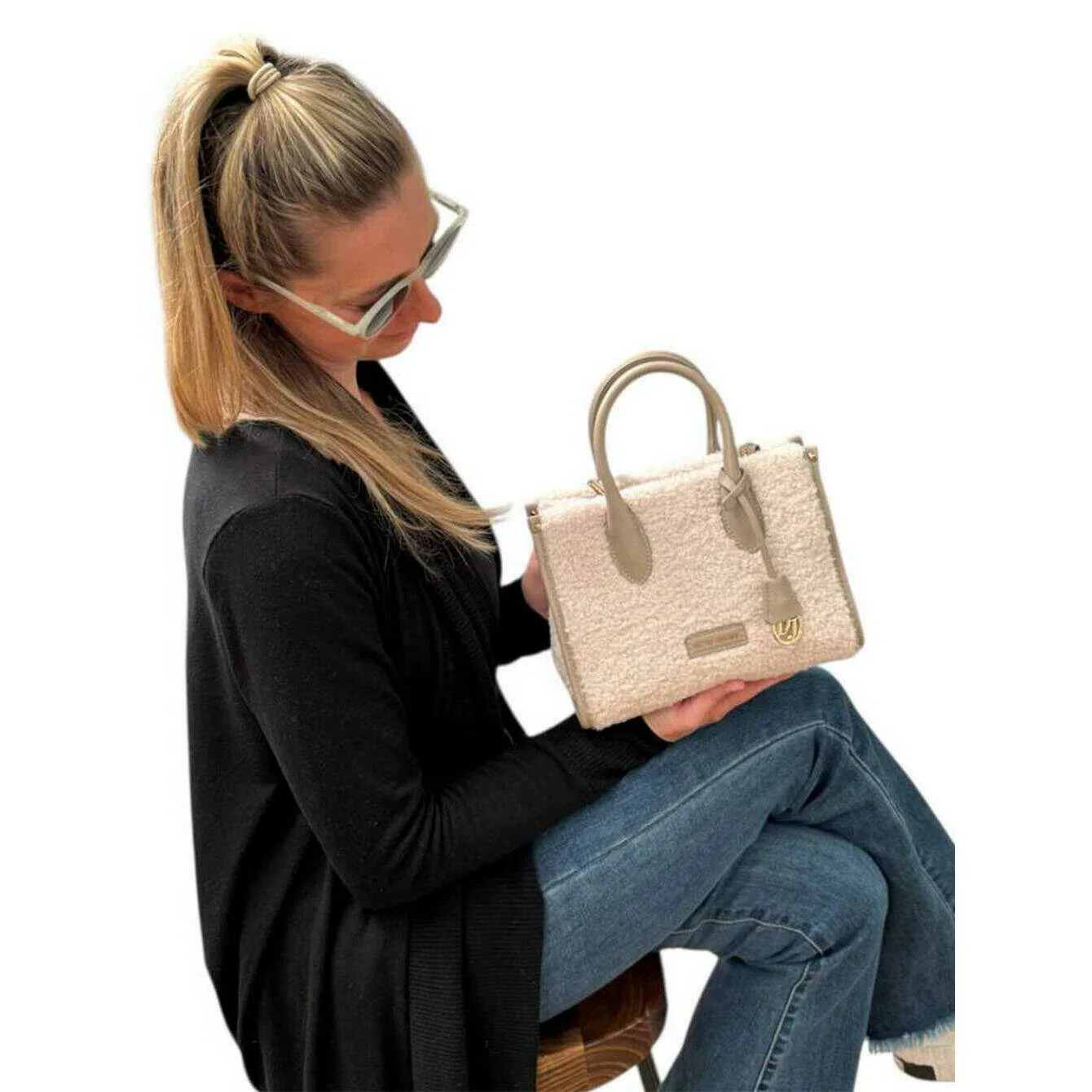 David Jones Faux Fur Grab Bag - Beige - Image 2