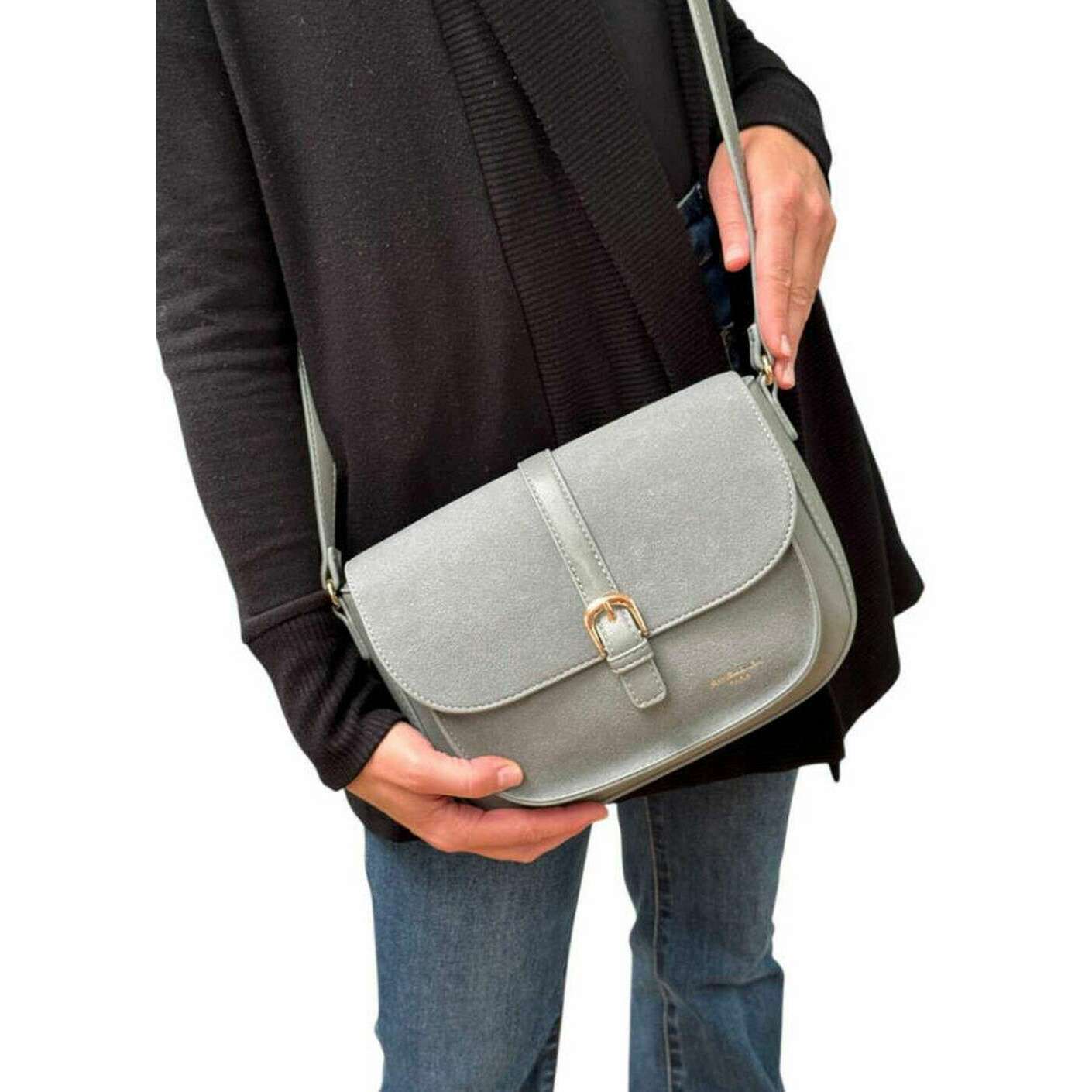 David Jones Half Flap Shoulder Bag - Steel Grey - Image 3