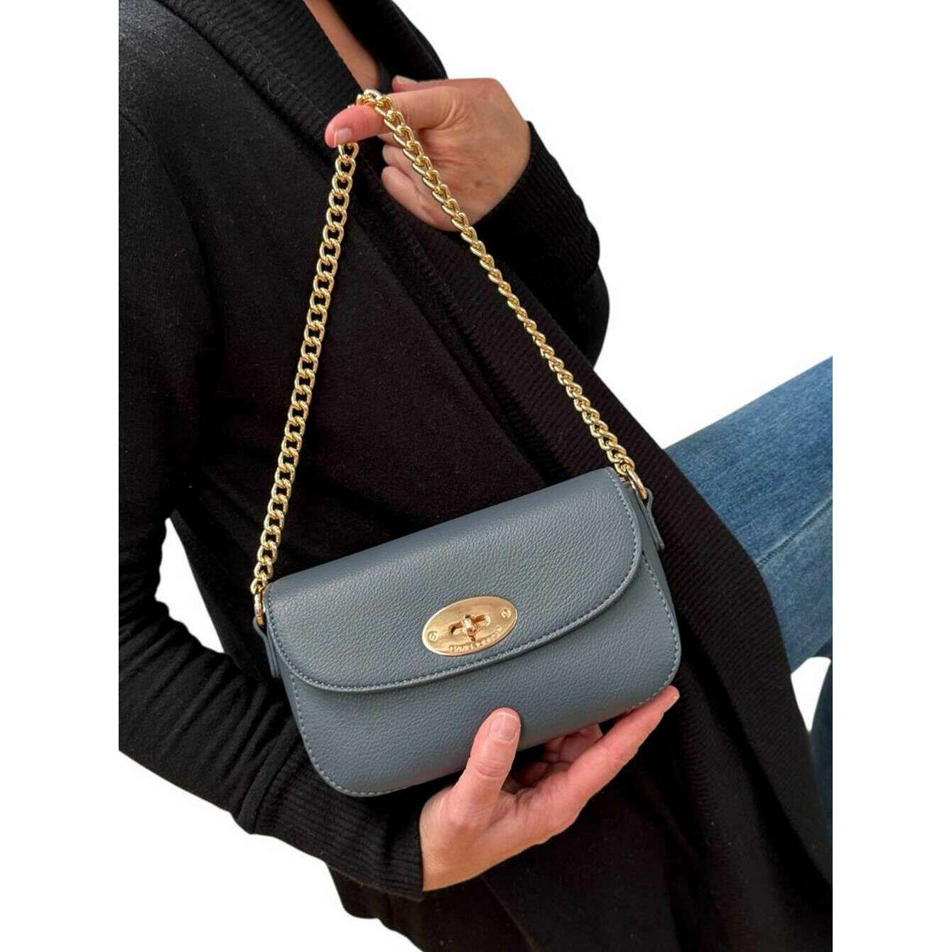 David Jones Occasion Half Flap Shoulder Bag - Bering Sea Blue - Image 2