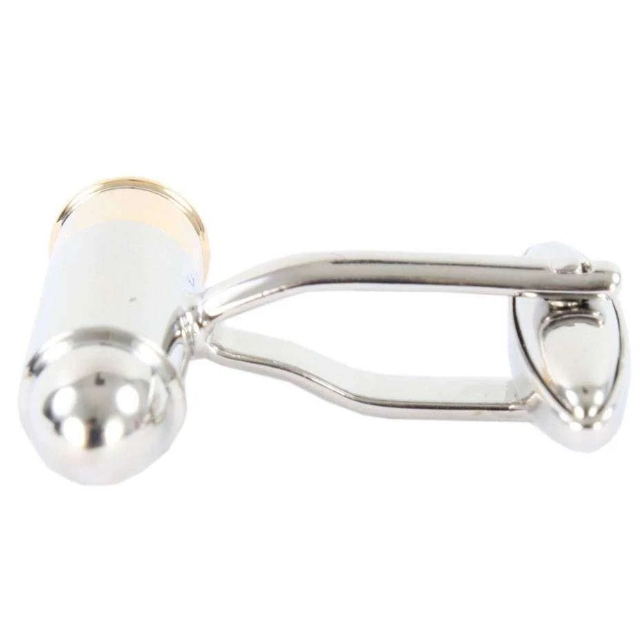 David Van Hagen 2-Tone Bullet Cufflinks - Silver/Gold - Image 3