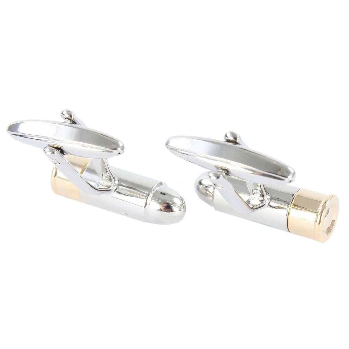 David Van Hagen 2-Tone Bullet Cufflinks - Silver/Gold - Image 4