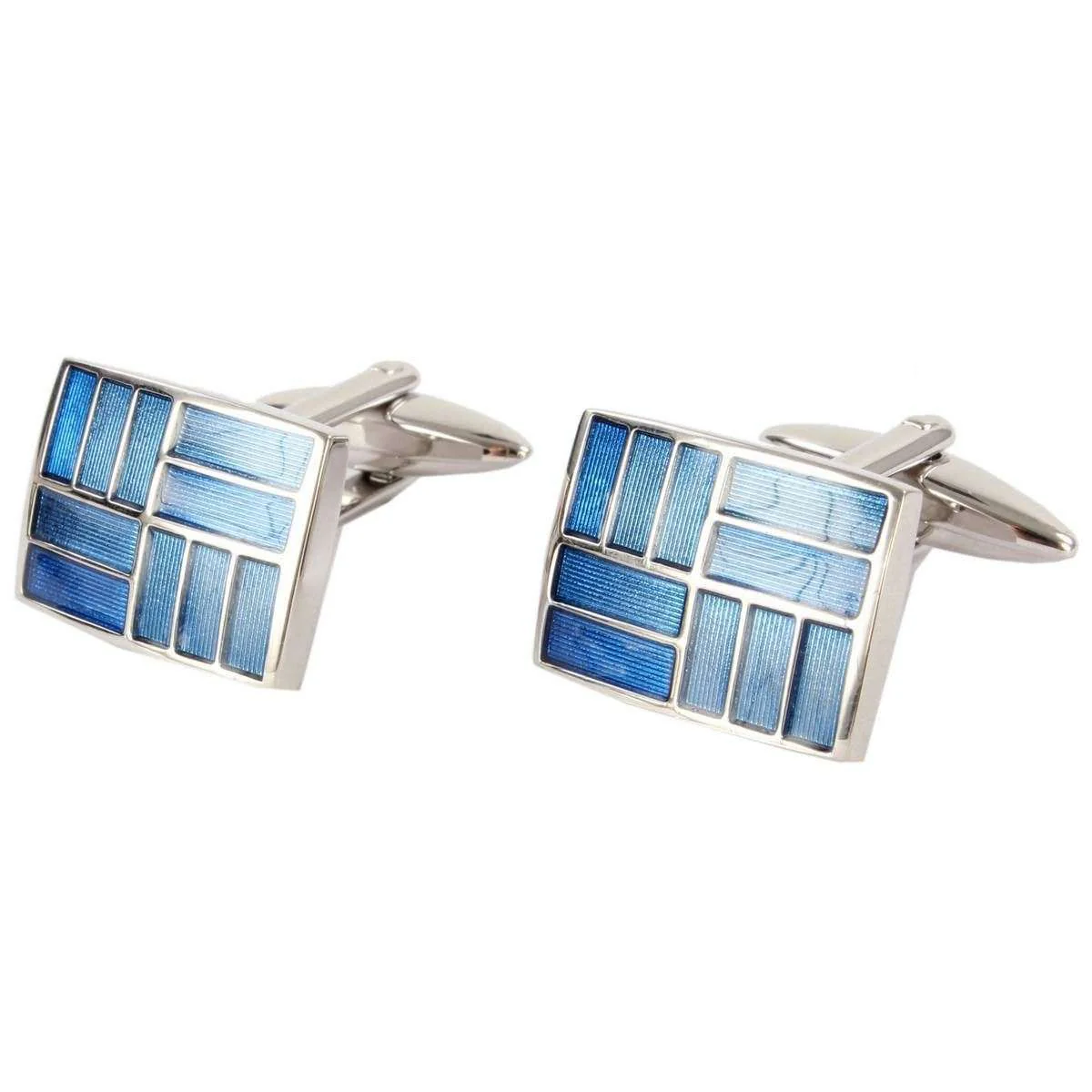 David Van Hagen 2-Tone Rectangle Cufflinks - Blue - Image 2