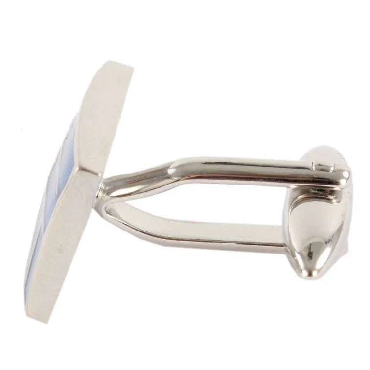 David Van Hagen 2-Tone Rectangle Cufflinks - Blue - Image 3