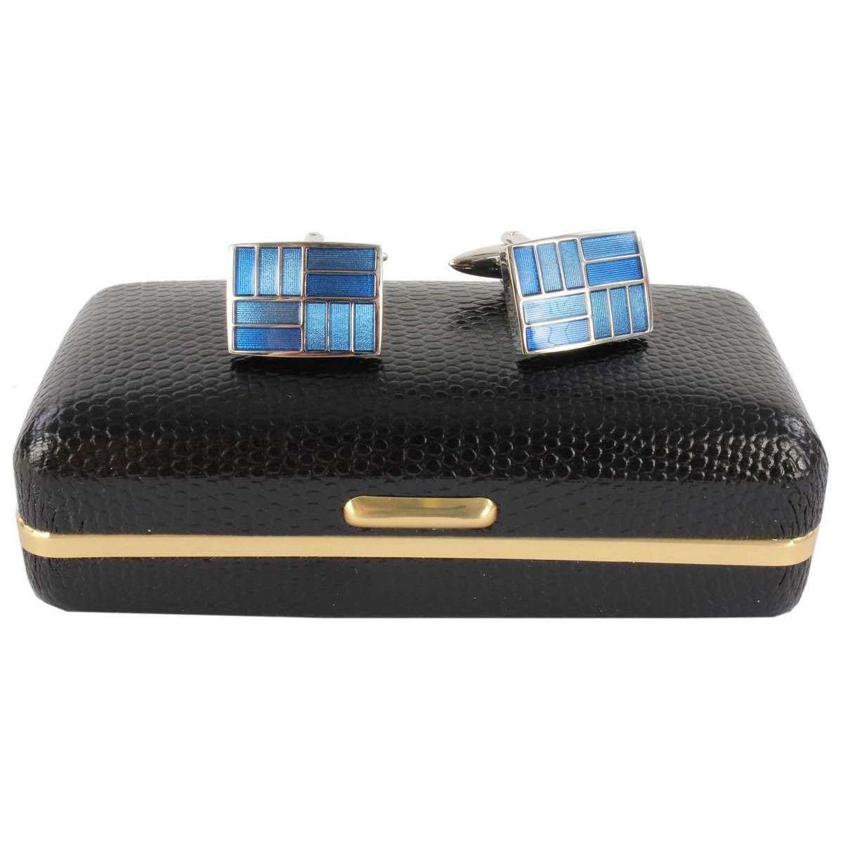 David Van Hagen 2-Tone Rectangle Cufflinks - Blue - Image 5
