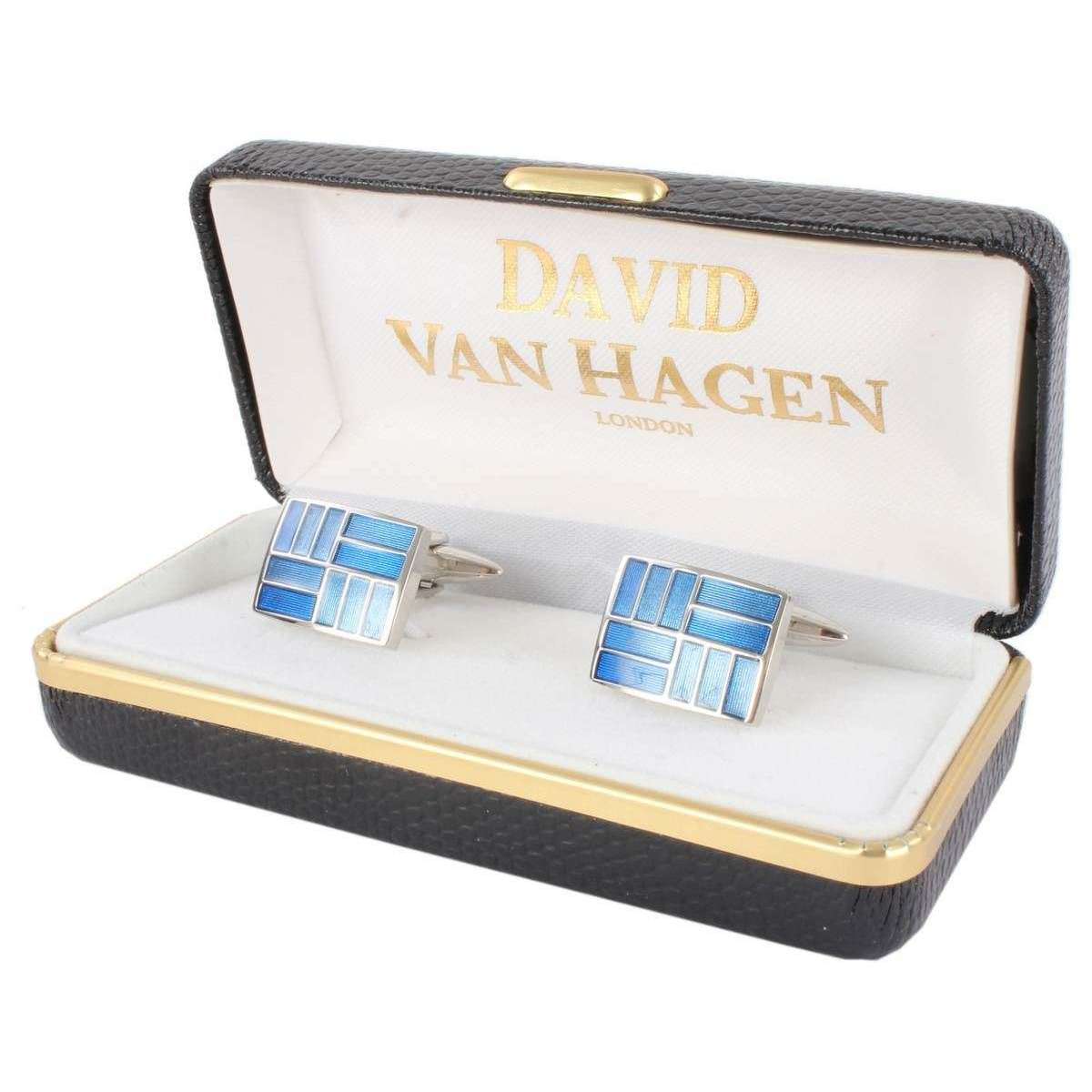 David Van Hagen 2-Tone Rectangle Cufflinks - Blue - Image 6