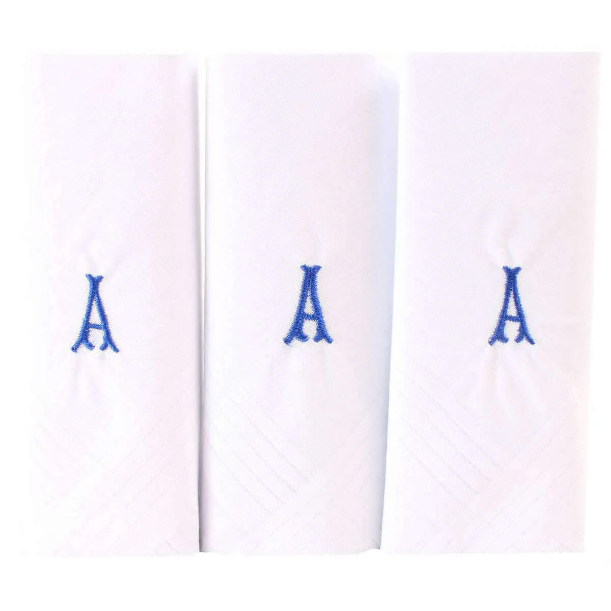 David Van Hagen A Initial 3 Pack Handkerchief - White/Blue