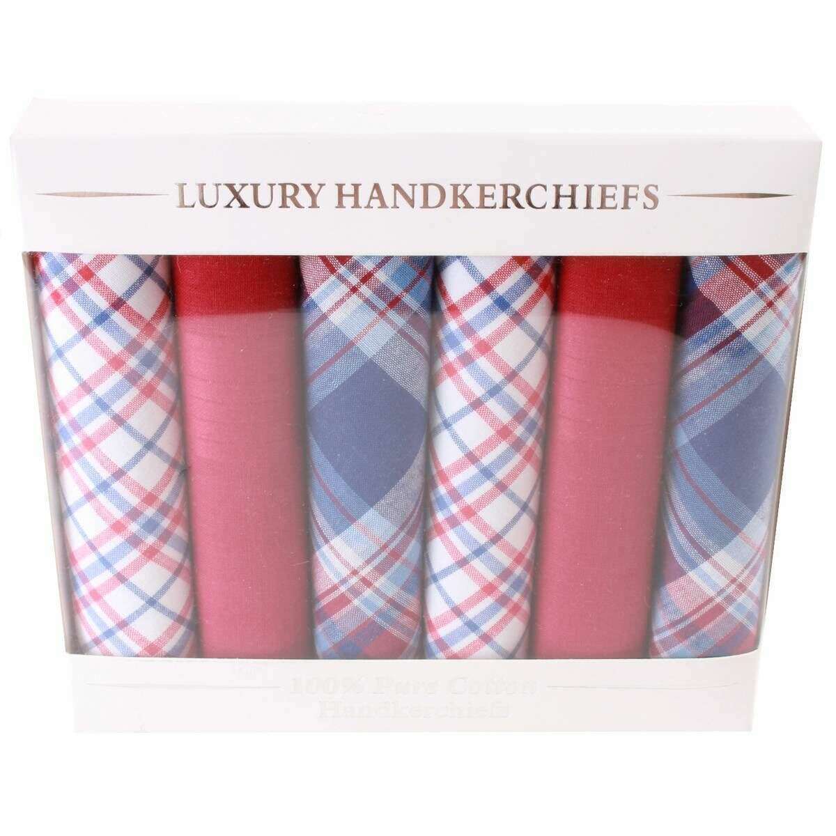 David Van Hagen Assorted 6 Pack Handkerchief - Red/Blue - Image 2