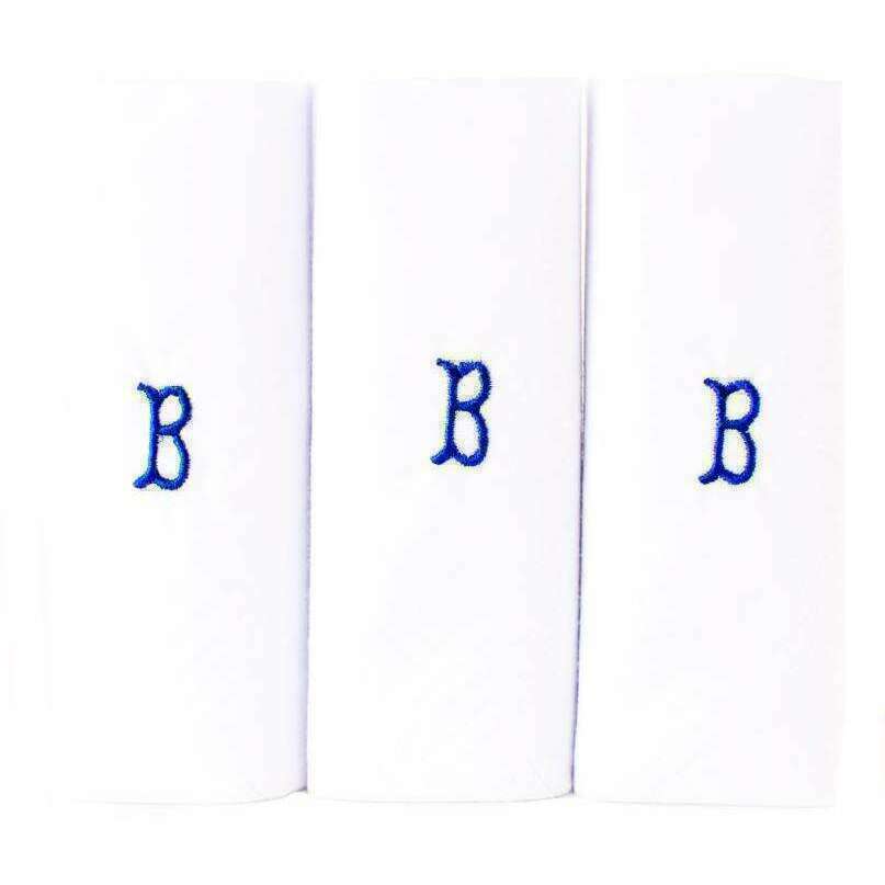 David Van Hagen B Initial 3 Pack Handkerchief - White/Blue