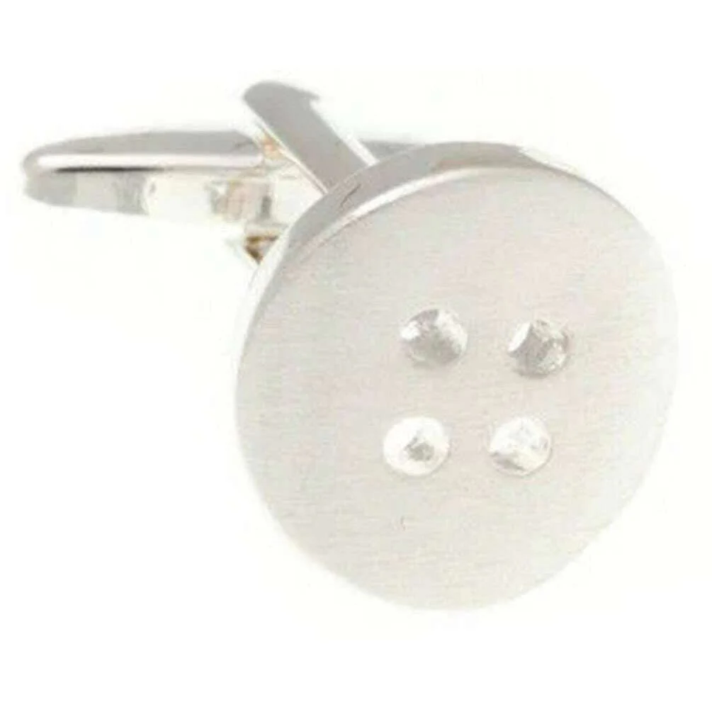 David Van Hagen Button Cufflinks - Silver - Image 2