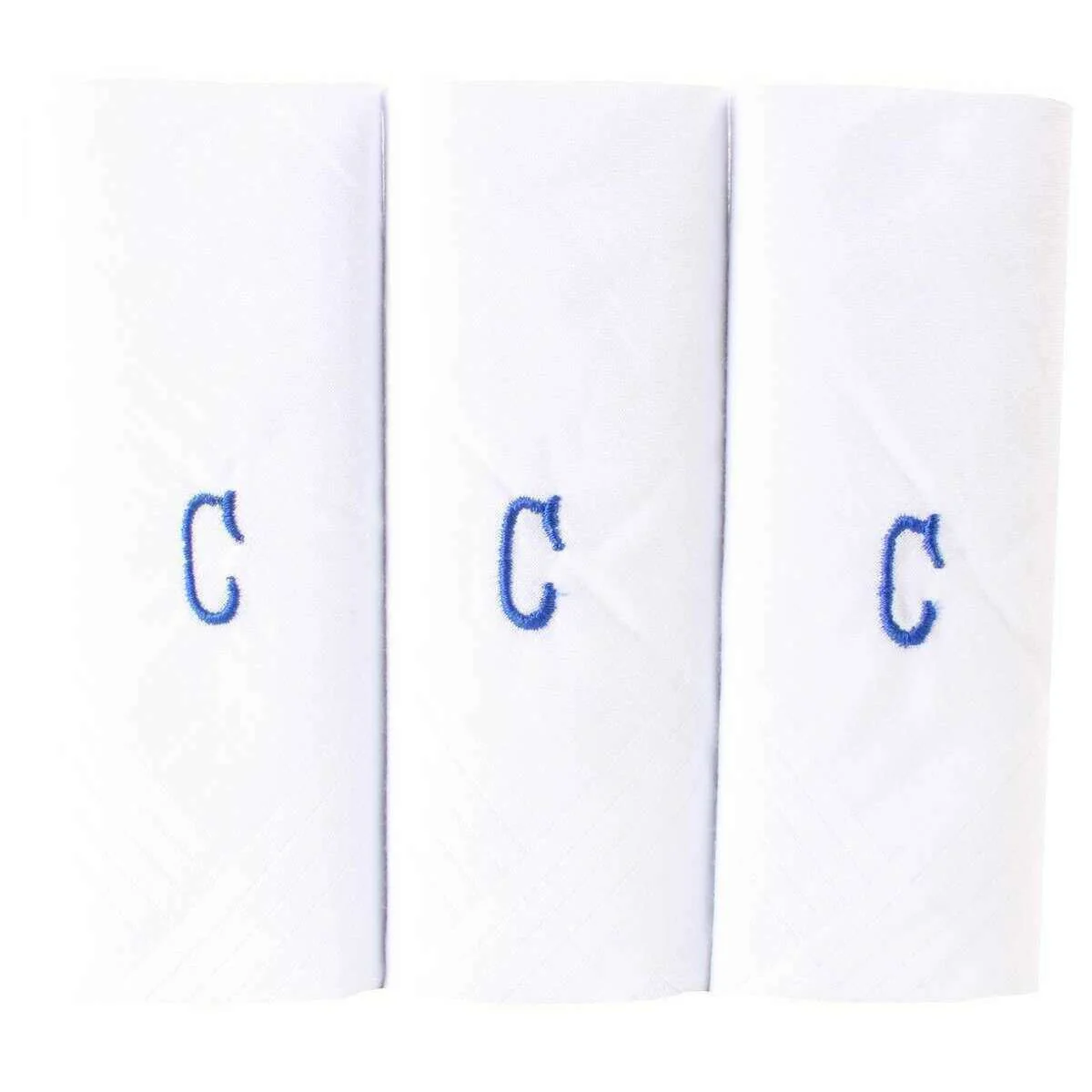 David Van Hagen C Initial 3 Pack Handkerchief - White/Blue