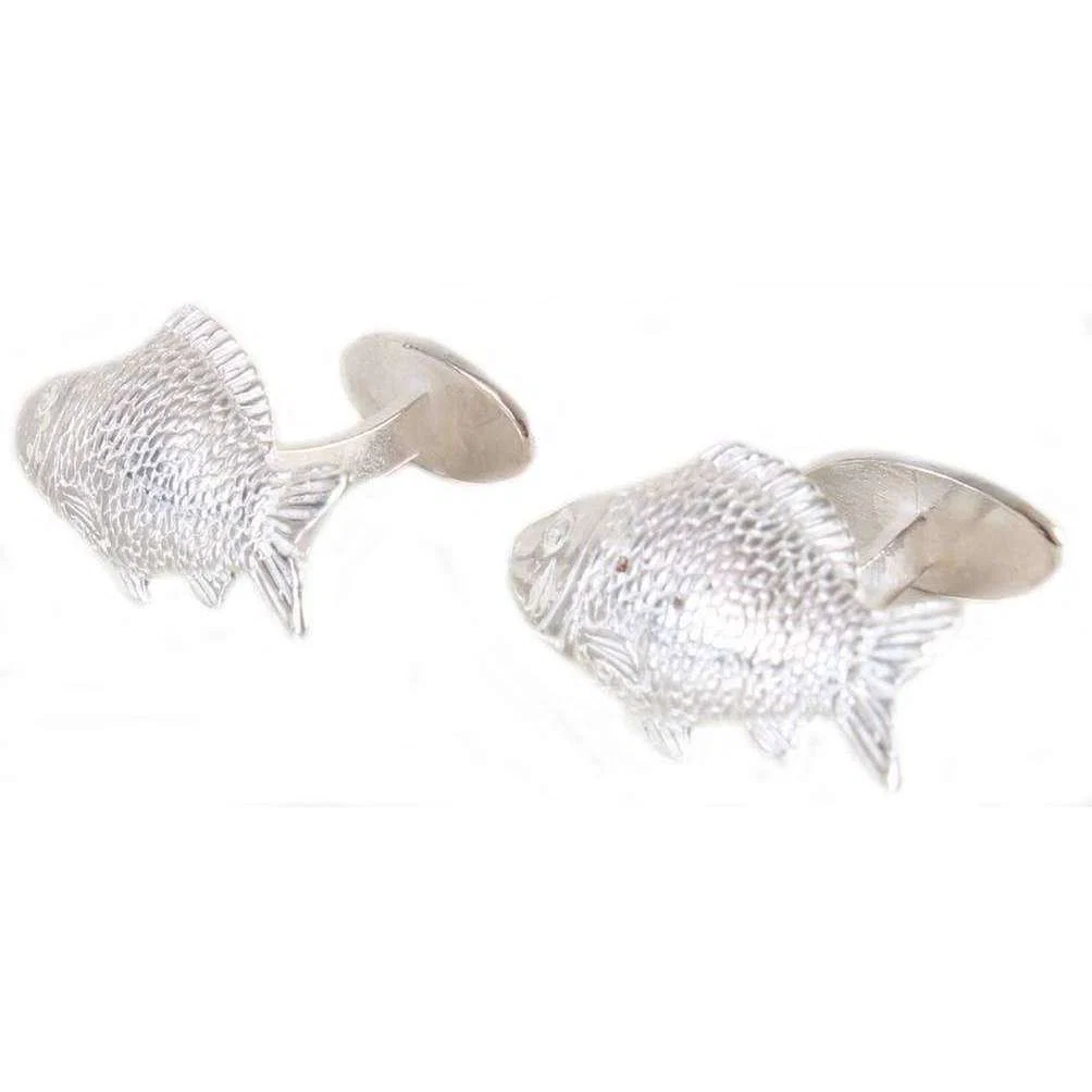 David Van Hagen Carp Fish Cufflinks - Silver - Image 2