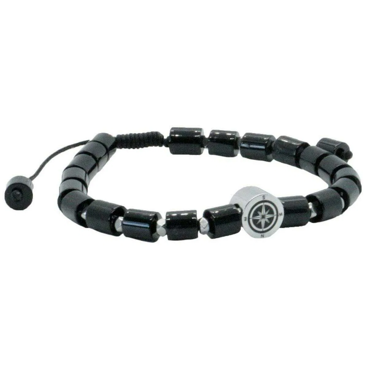 David Van Hagen Compass Bead Agate Bracelet - Black