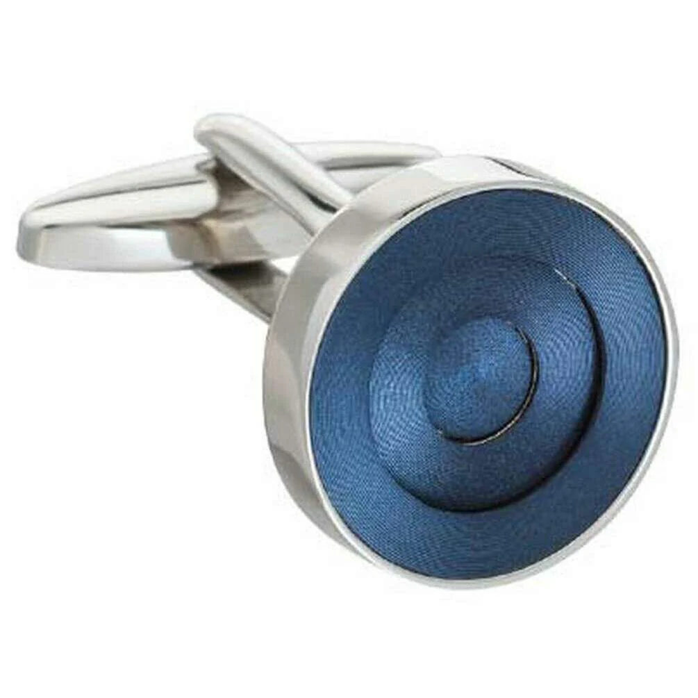 David Van Hagen Concentric Ring Cufflinks - Blue/Silver - Image 2
