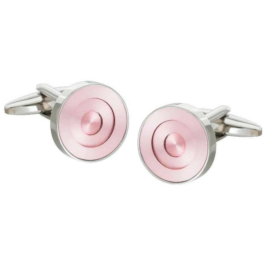 David Van Hagen Concentric Ring Cufflinks - Pink/Silver