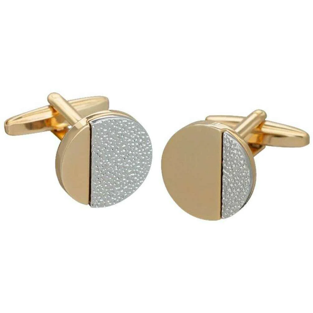 David Van Hagen Contrasting Textures Cufflinks - Gold/Silver