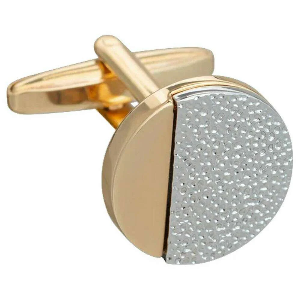 David Van Hagen Contrasting Textures Cufflinks - Gold/Silver - Image 2