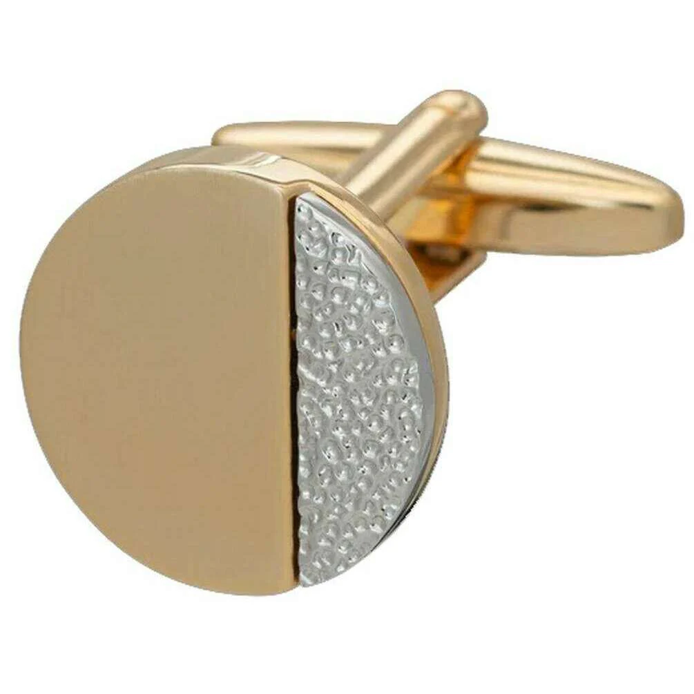 David Van Hagen Contrasting Textures Cufflinks - Gold/Silver - Image 3