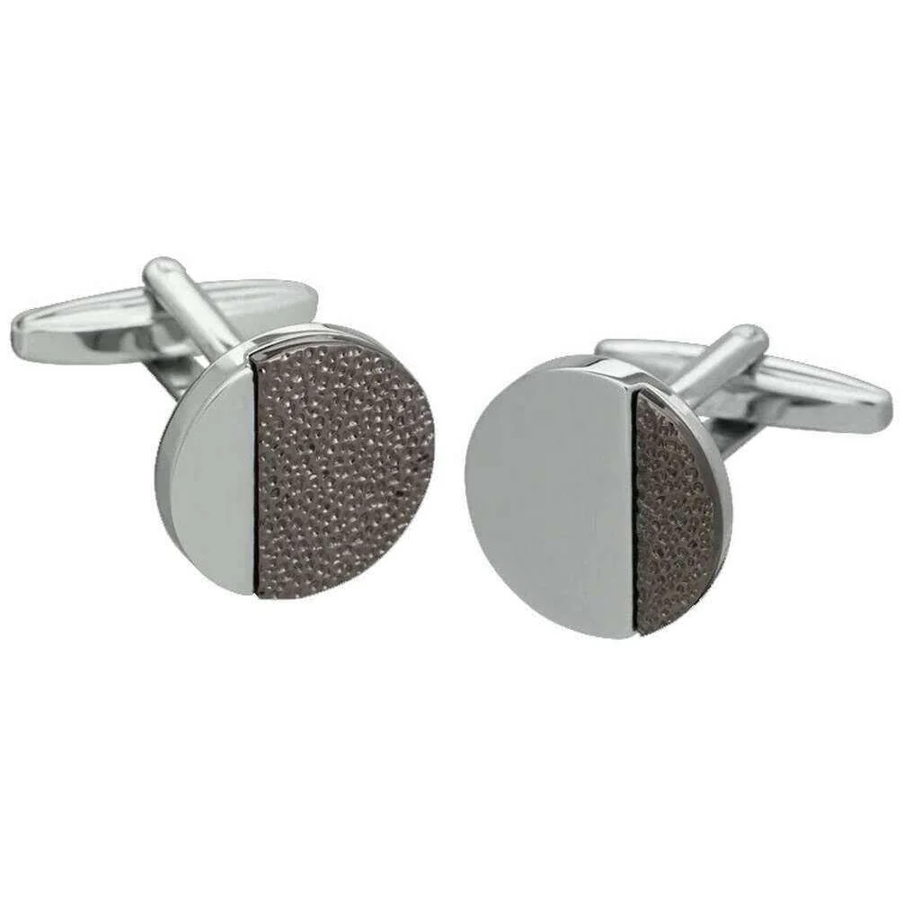 David Van Hagen Contrasting Textures Cufflinks - Silver/Black
