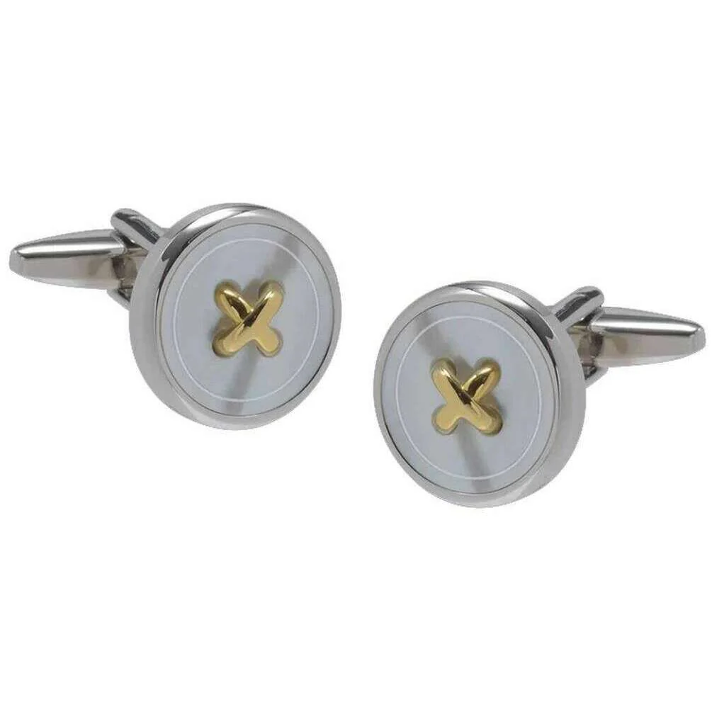 David Van Hagen Cross Button Cufflinks - Blue/Gold