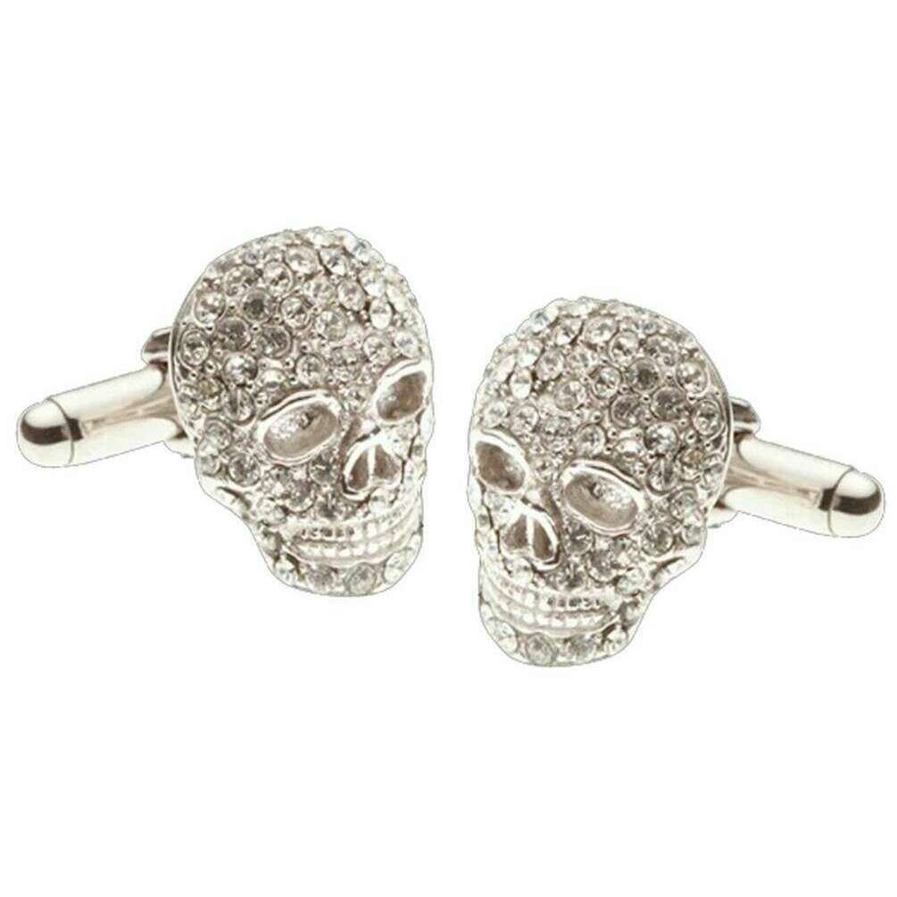 David Van Hagen Crystal Skull Cufflinks - Clear