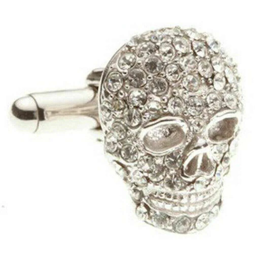 David Van Hagen Crystal Skull Cufflinks - Clear - Image 2