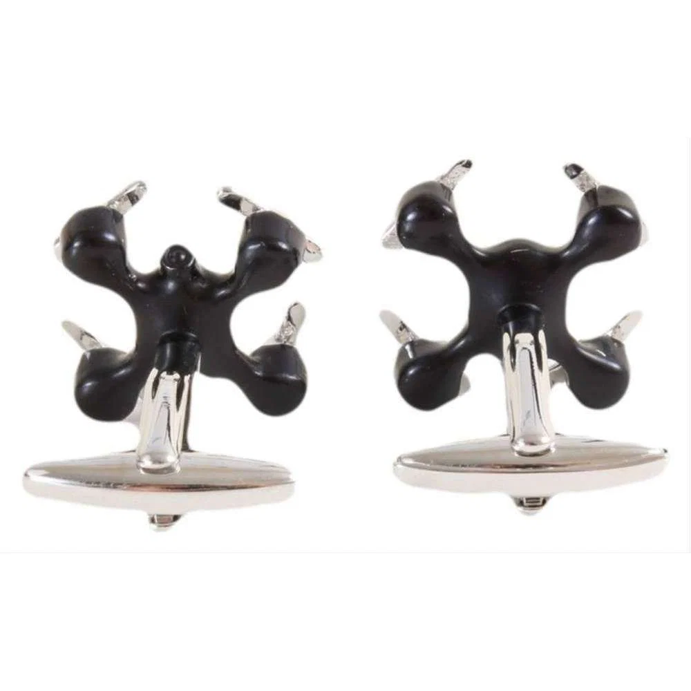 David Van Hagen Drone Cufflinks - Black/Silver - Image 3