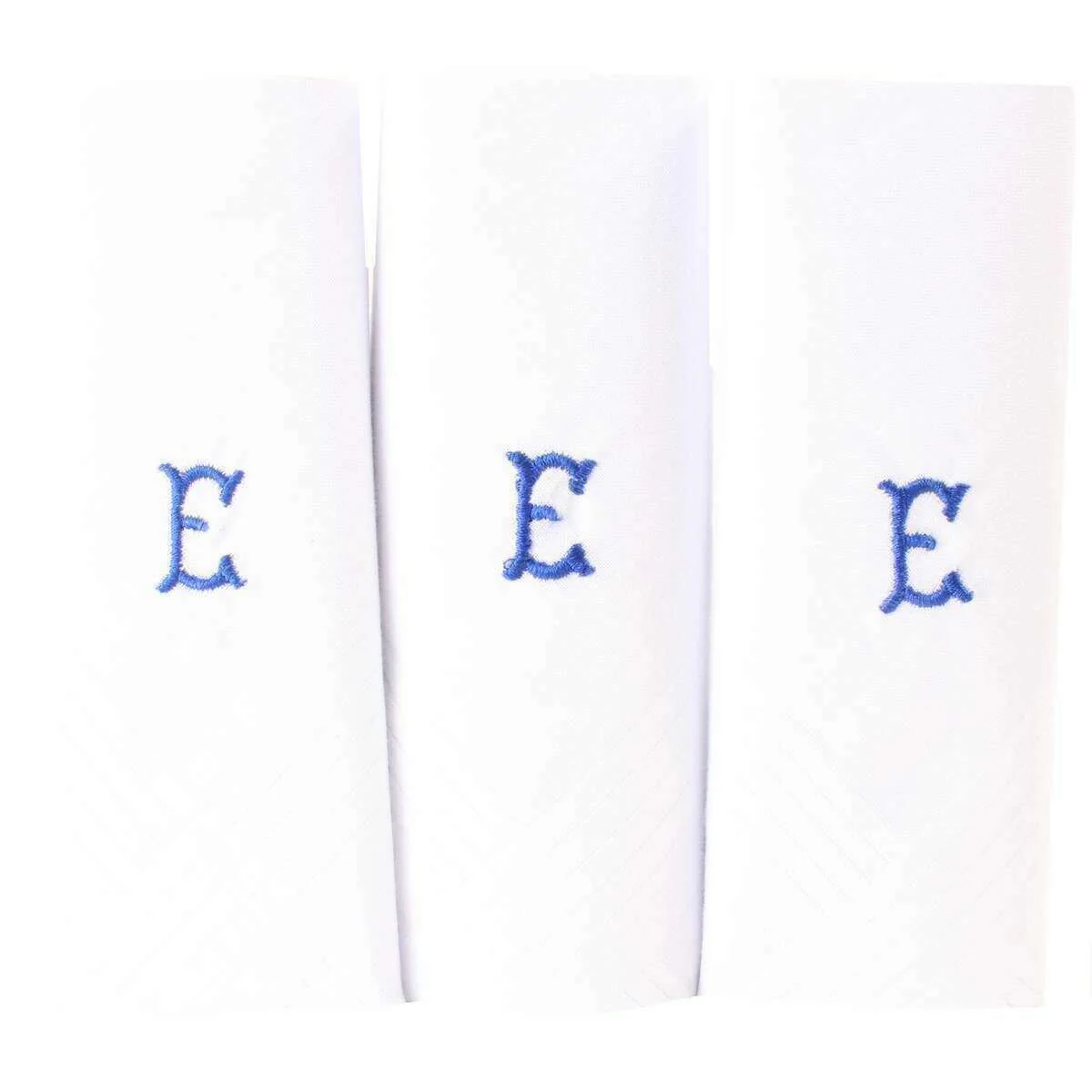 David Van Hagen E Initial 3 Pack Handkerchief - White/Blue