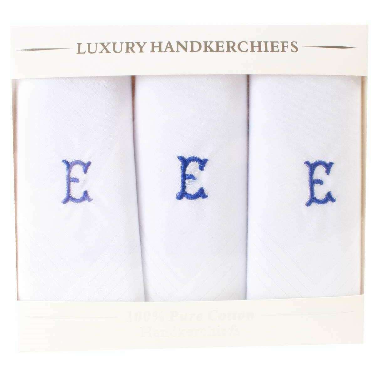 David Van Hagen E Initial 3 Pack Handkerchief - White/Blue - Image 2