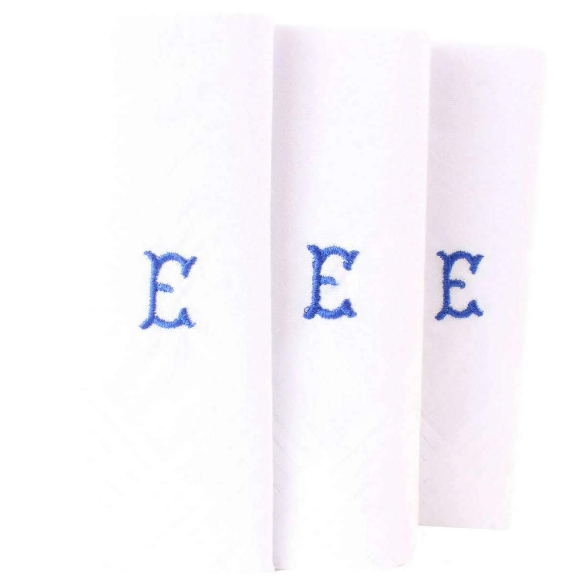 David Van Hagen E Initial 3 Pack Handkerchief - White/Blue - Image 3