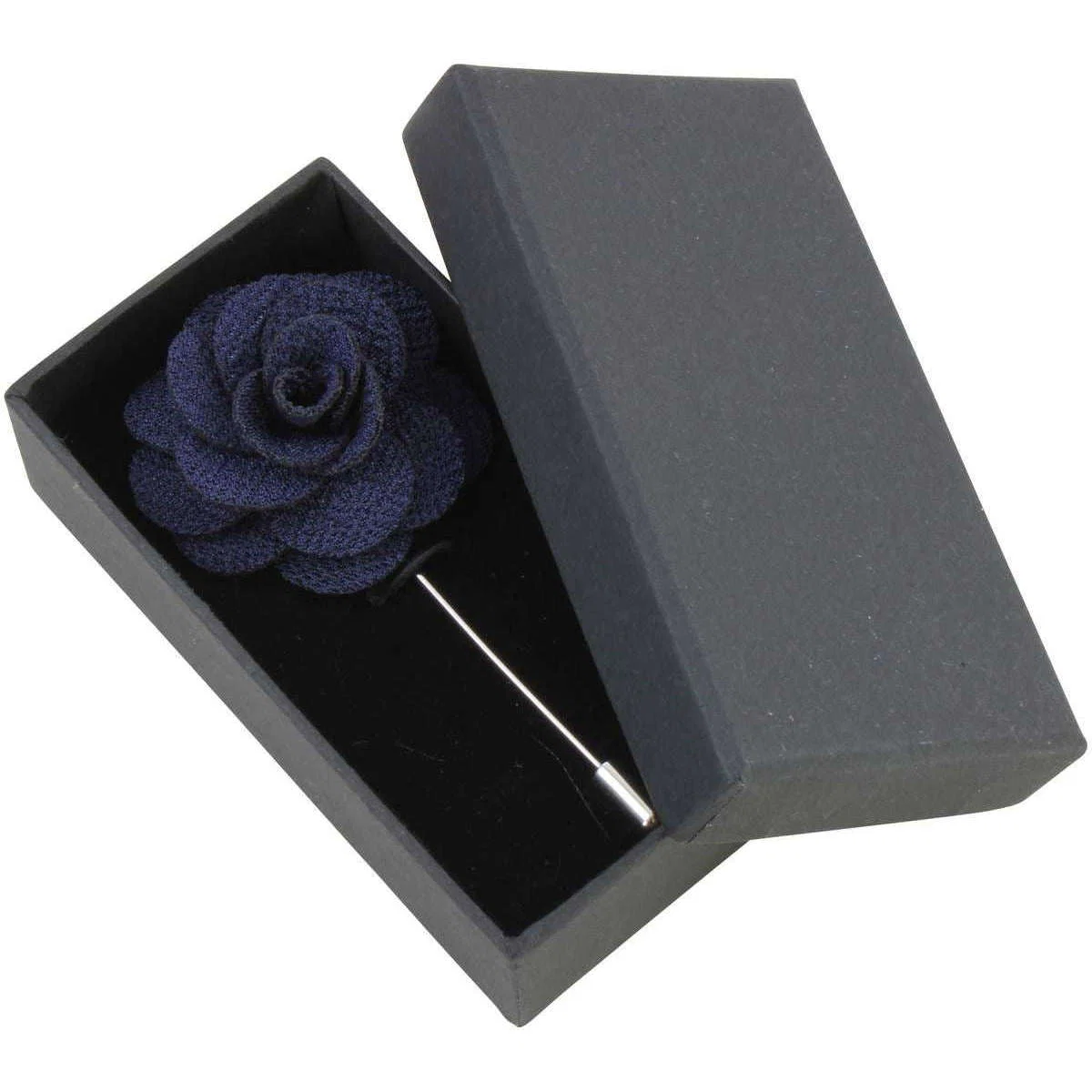 David Van Hagen Flower Lapel Pin - Navy/Silver - Image 2