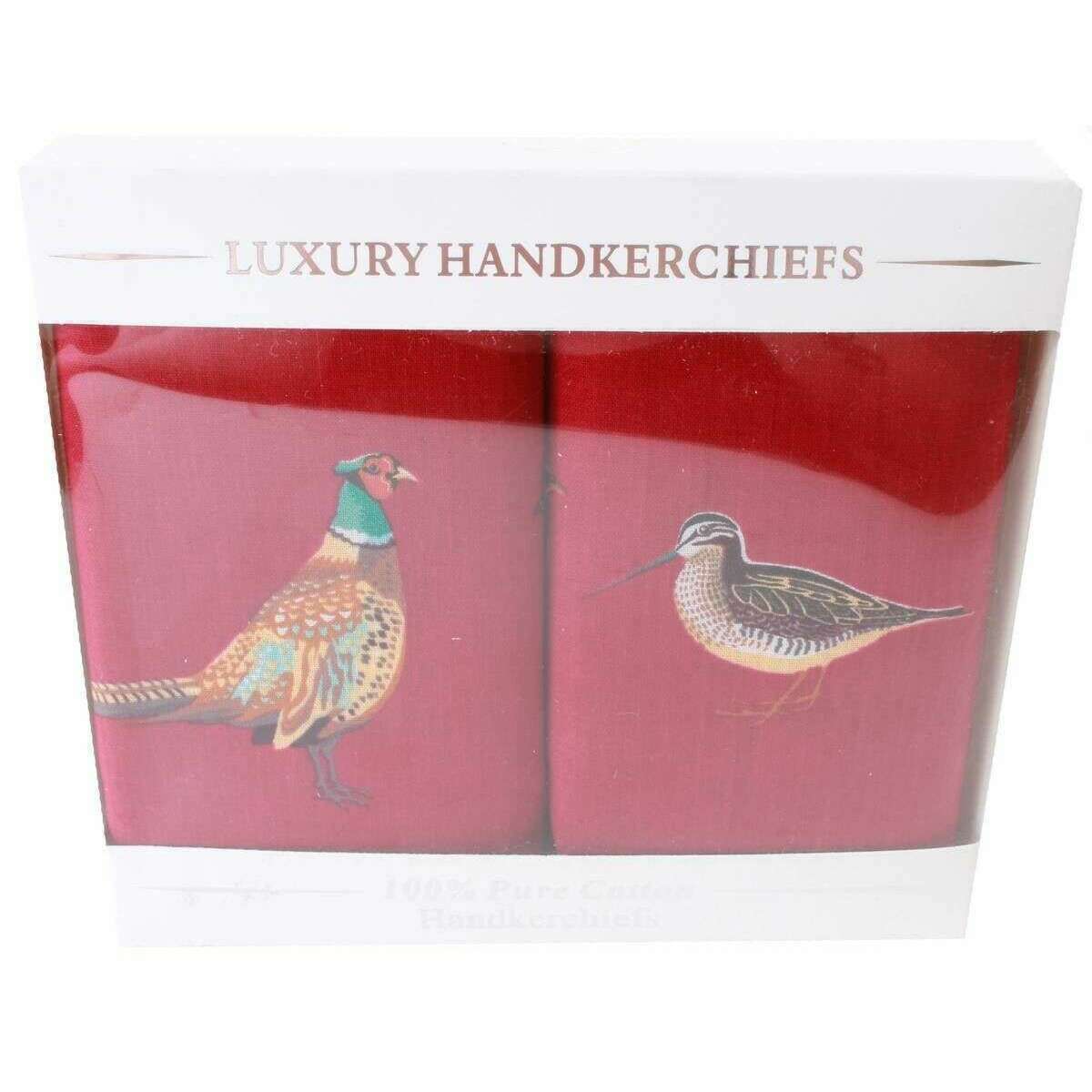 David Van Hagen Game Birds 2 Pack Handkerchief - Burgundy - Image 2