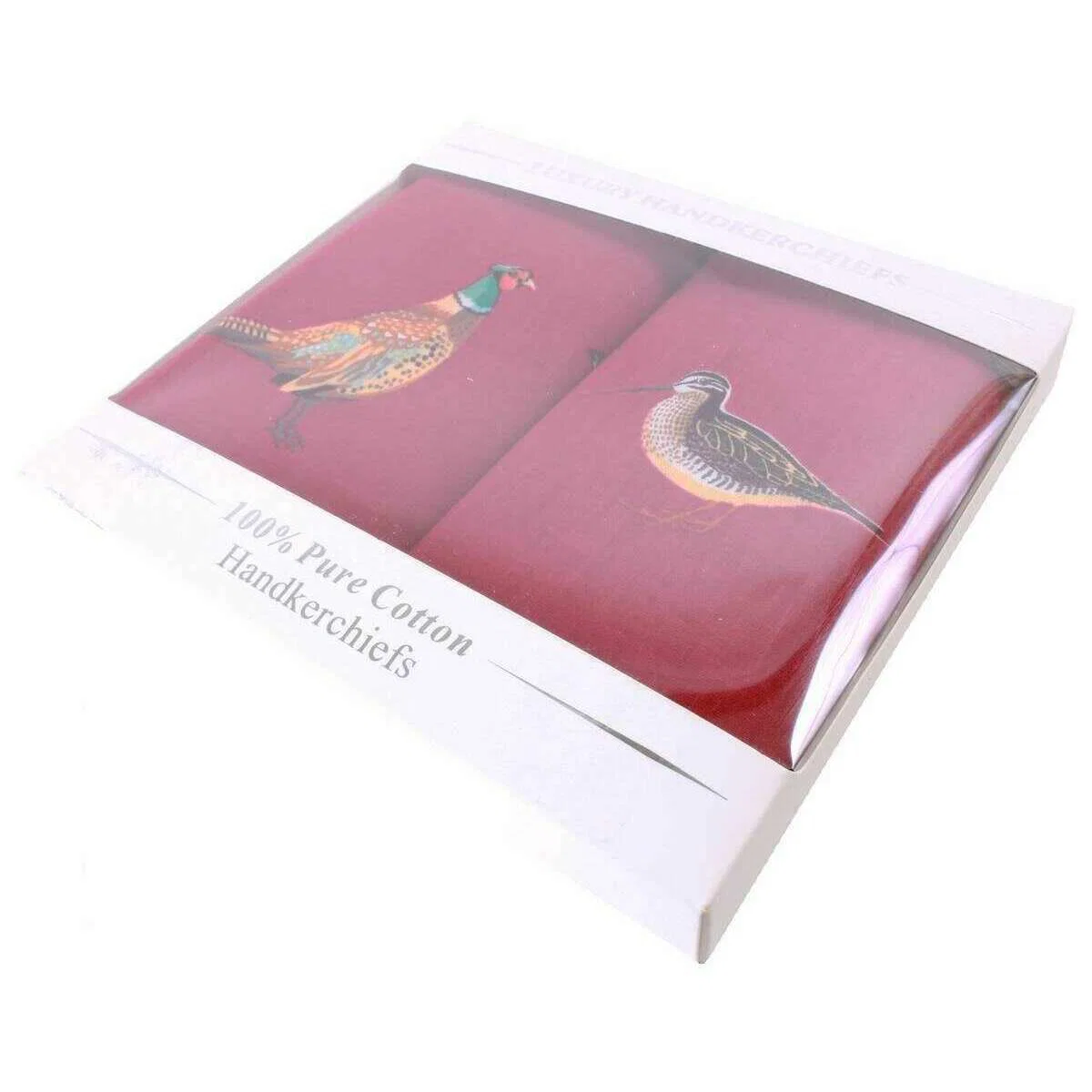David Van Hagen Game Birds 2 Pack Handkerchief - Burgundy - Image 3