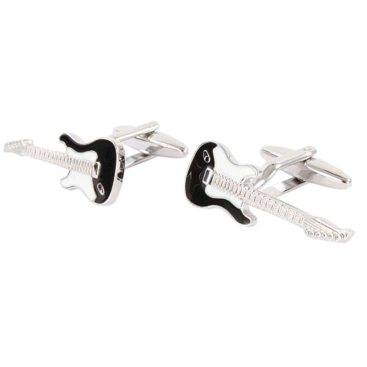 David Van Hagen Guitar Cufflinks - Silver/Black - Image 2