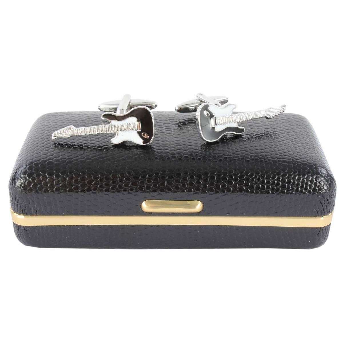 David Van Hagen Guitar Cufflinks - Silver/Black - Image 5