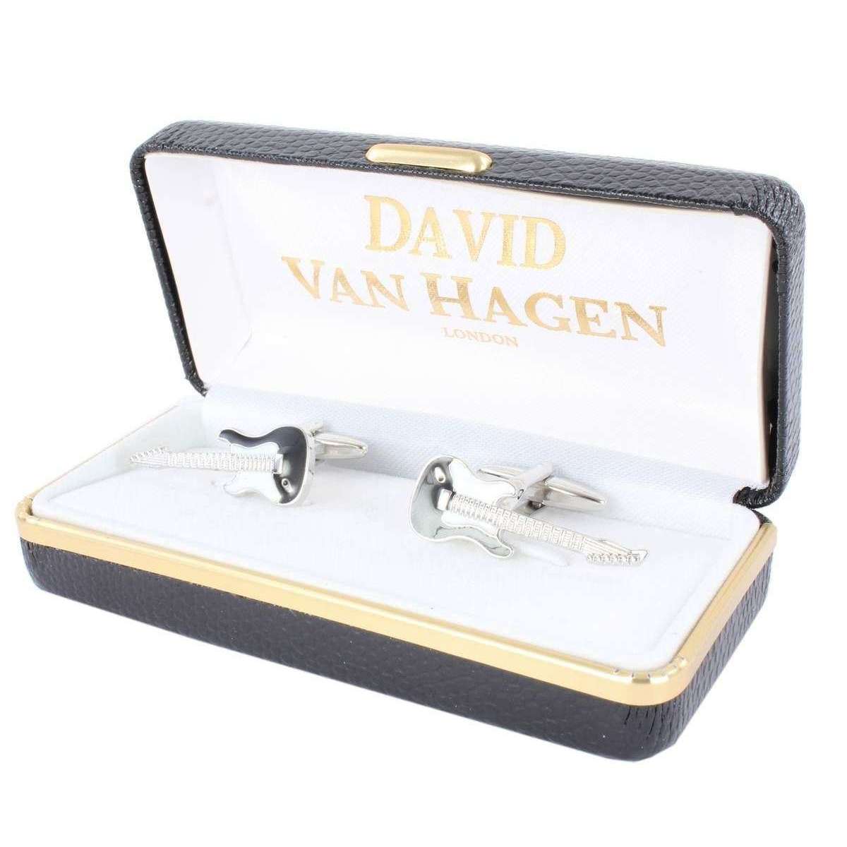 David Van Hagen Guitar Cufflinks - Silver/Black - Image 6