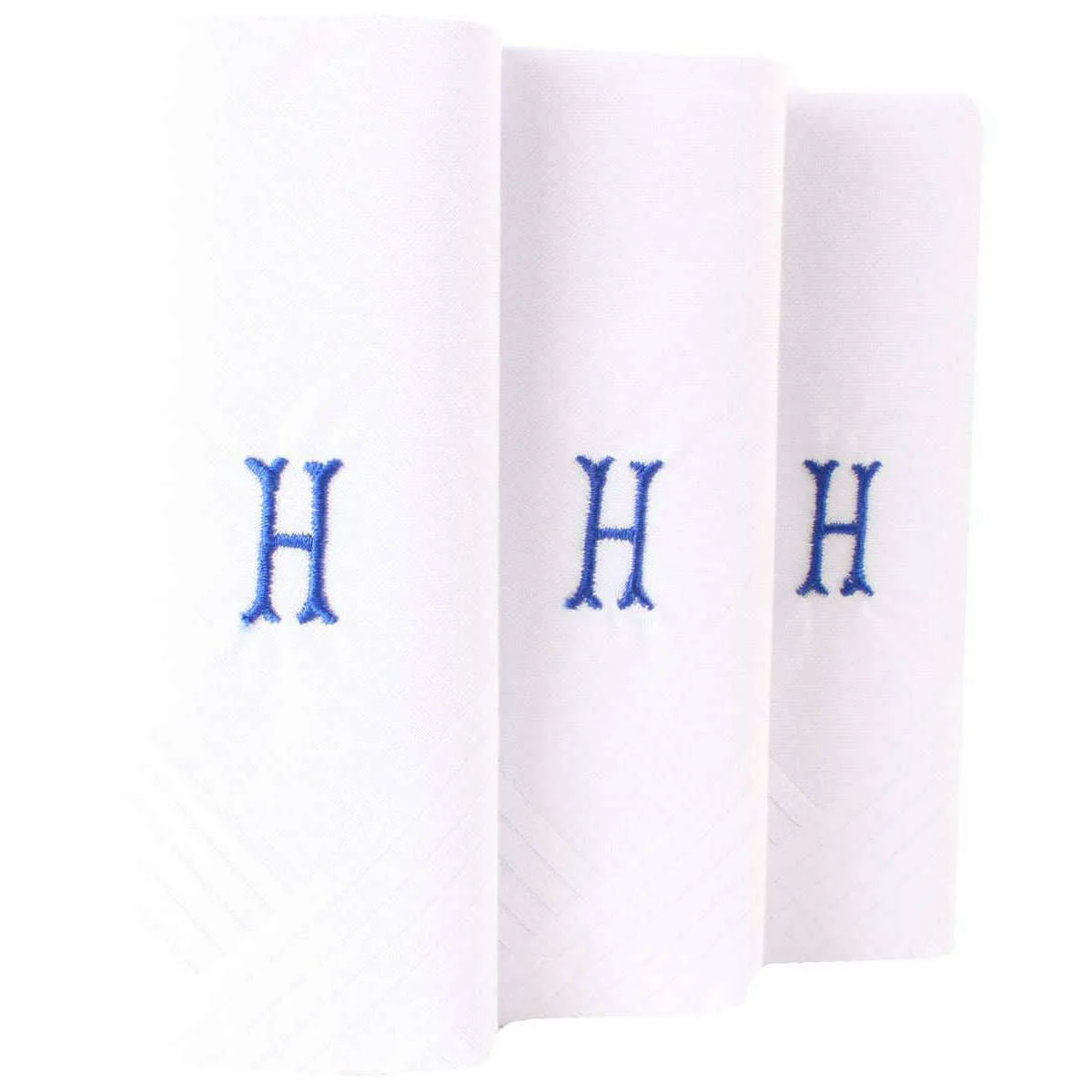 David Van Hagen H Initial 3 Pack Handkerchief - White/Blue - Image 3