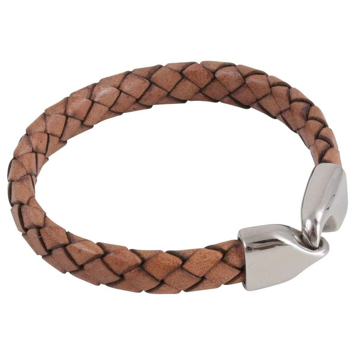 David Van Hagen Hook Clasp Woven Bracelet - Brown/Silver - Image 2