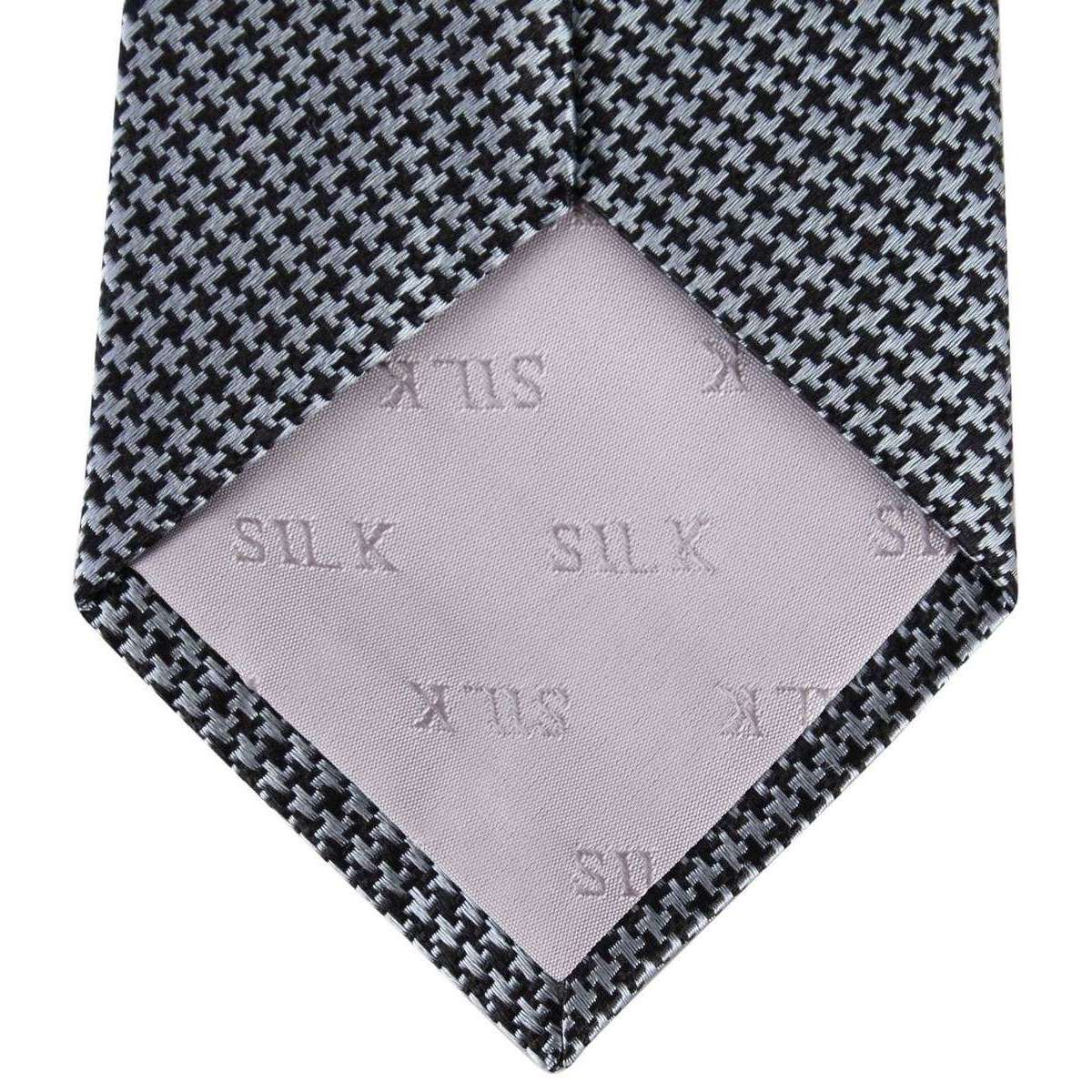 David Van Hagen Houndstooth Tie - Black/Silver - Image 3