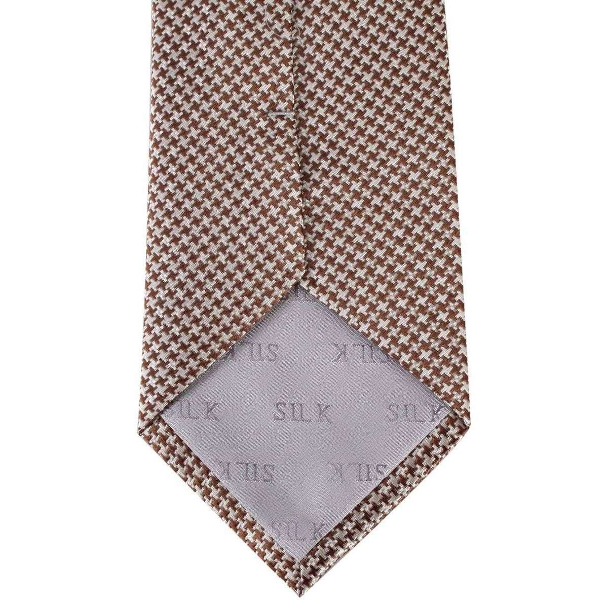 David Van Hagen Houndstooth Tie - Brown/White - Image 2