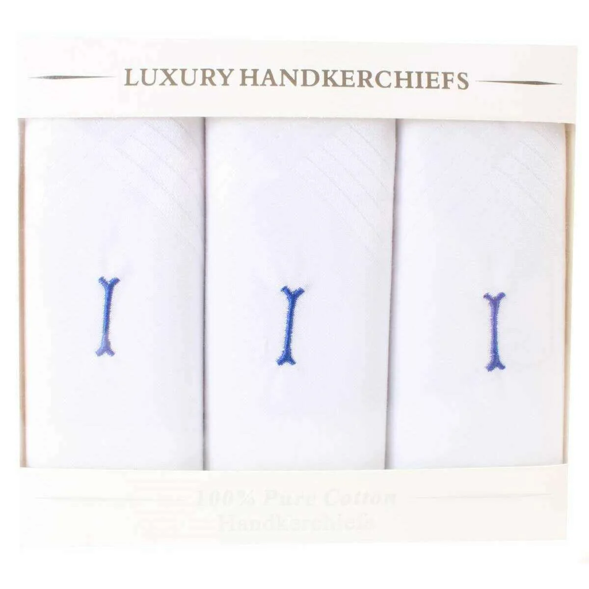 David Van Hagen I Initial 3 Pack Handkerchief - White/Blue - Image 2