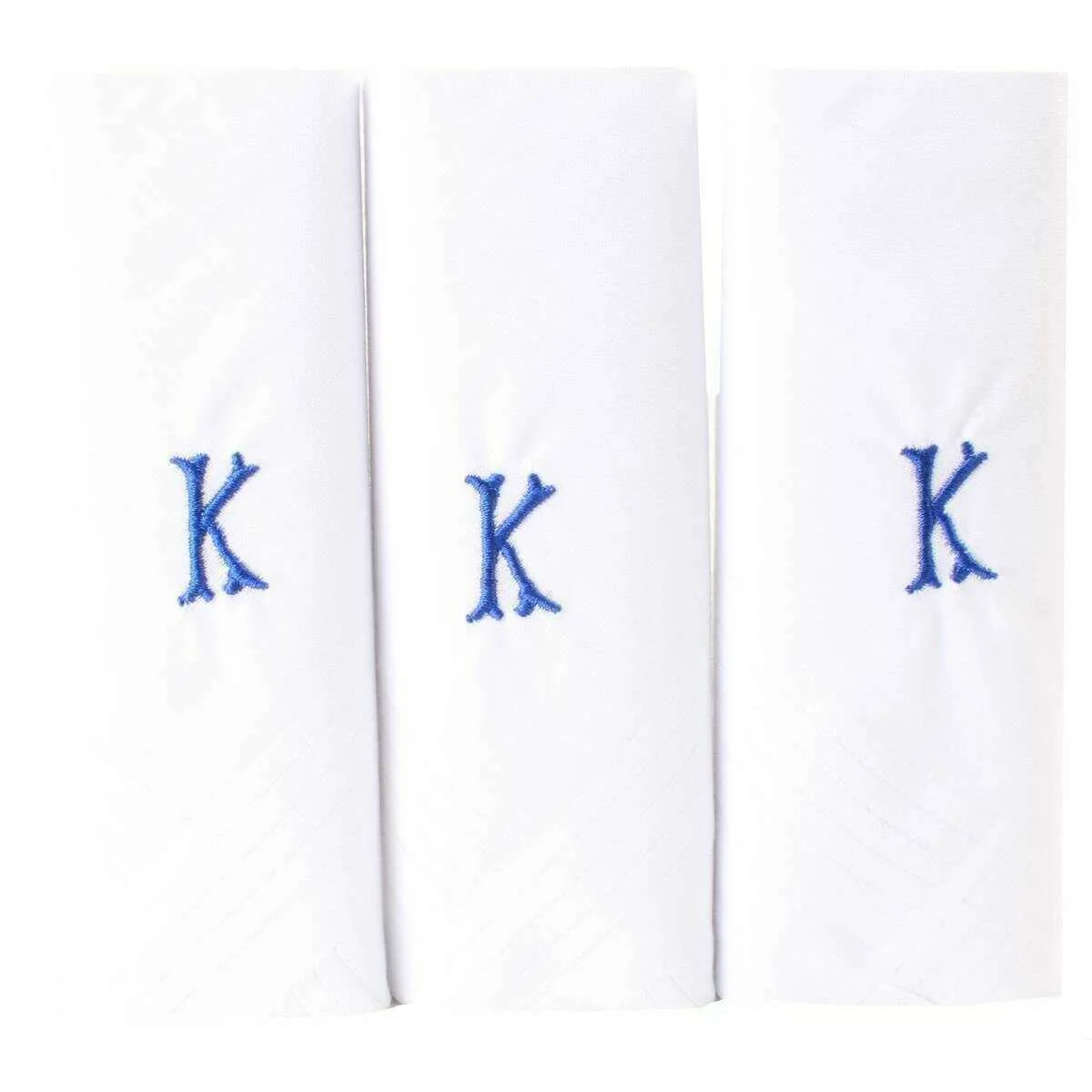 David Van Hagen K Initial 3 Pack Handkerchief - White/Blue