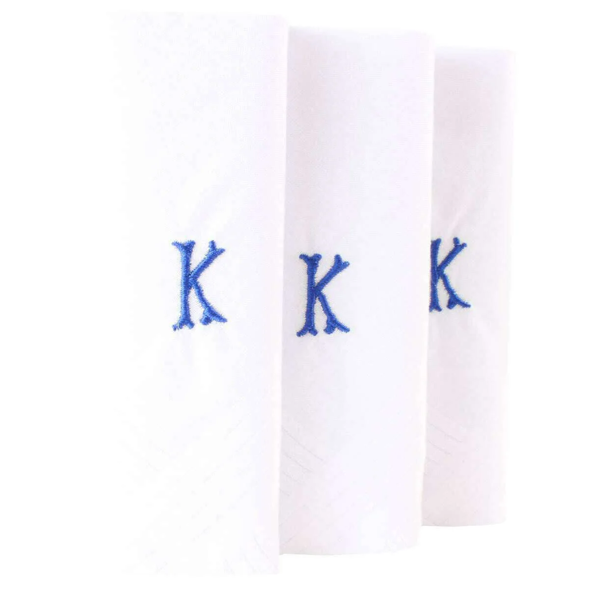 David Van Hagen K Initial 3 Pack Handkerchief - White/Blue - Image 3