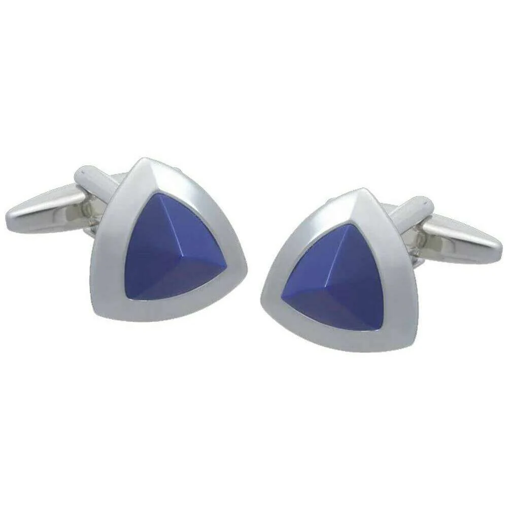 David Van Hagen Lapis Angular Shaped Cufflinks - Blue/Silver