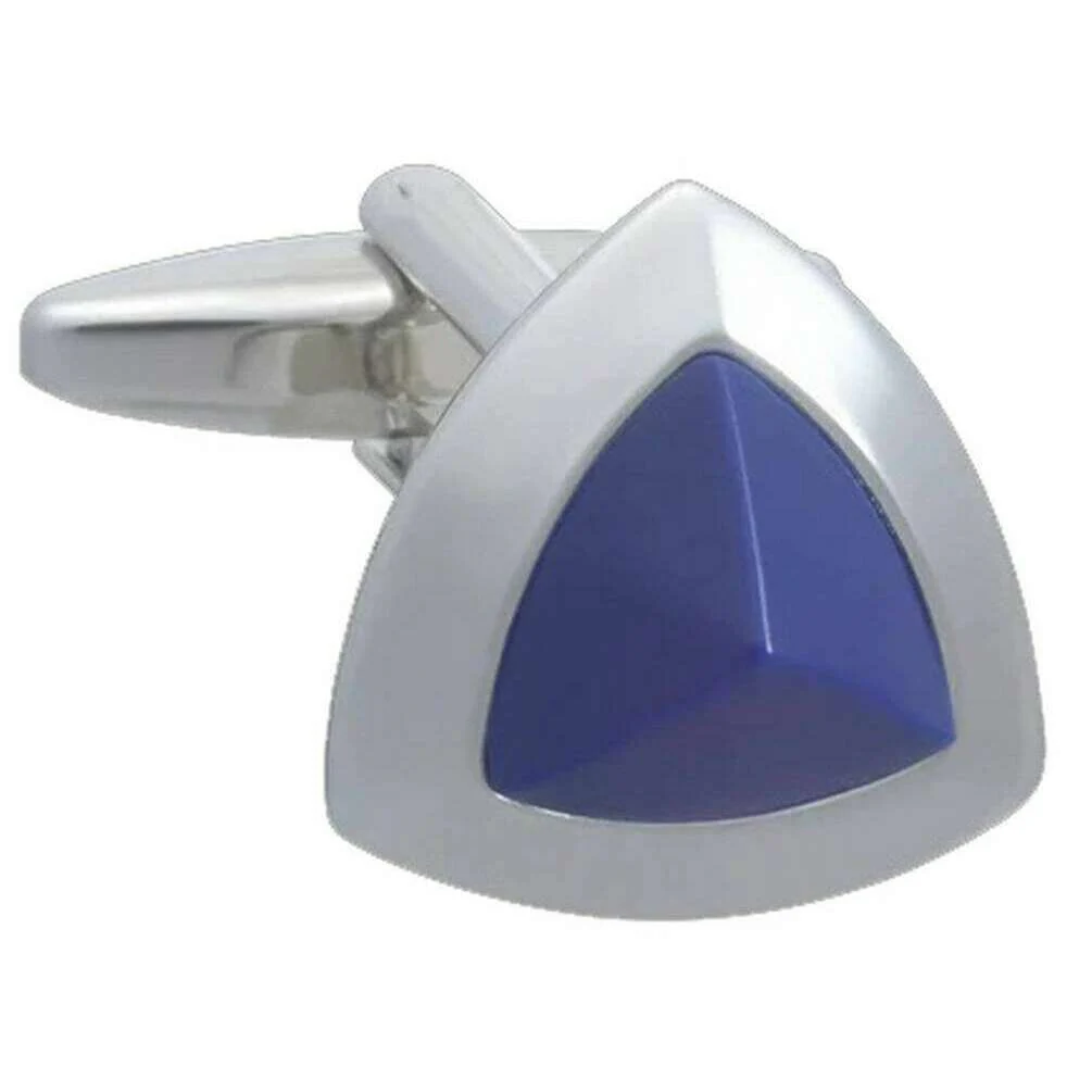 David Van Hagen Lapis Angular Shaped Cufflinks - Blue/Silver - Image 2