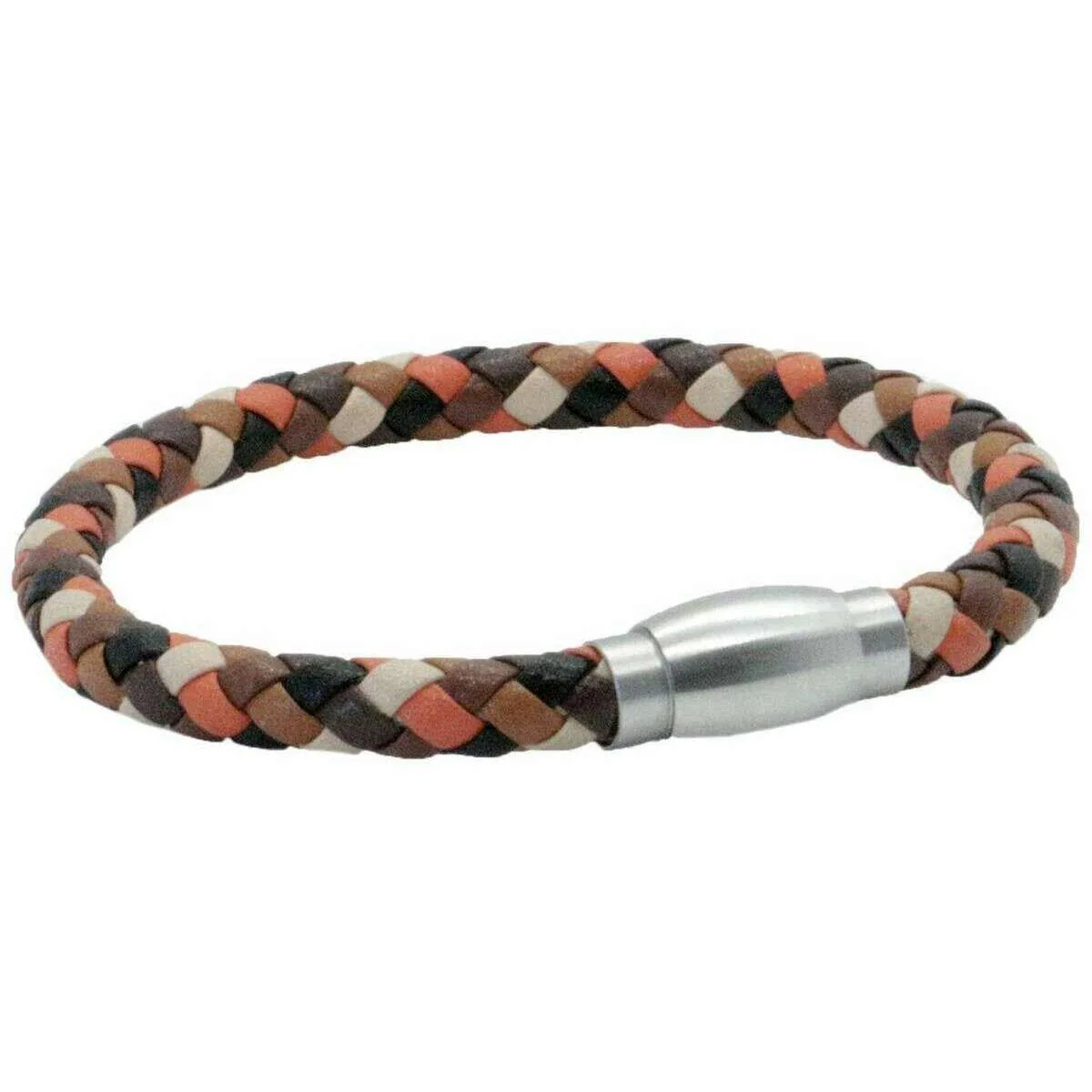 David Van Hagen Leather Bracelet - Black/Orange/Brown
