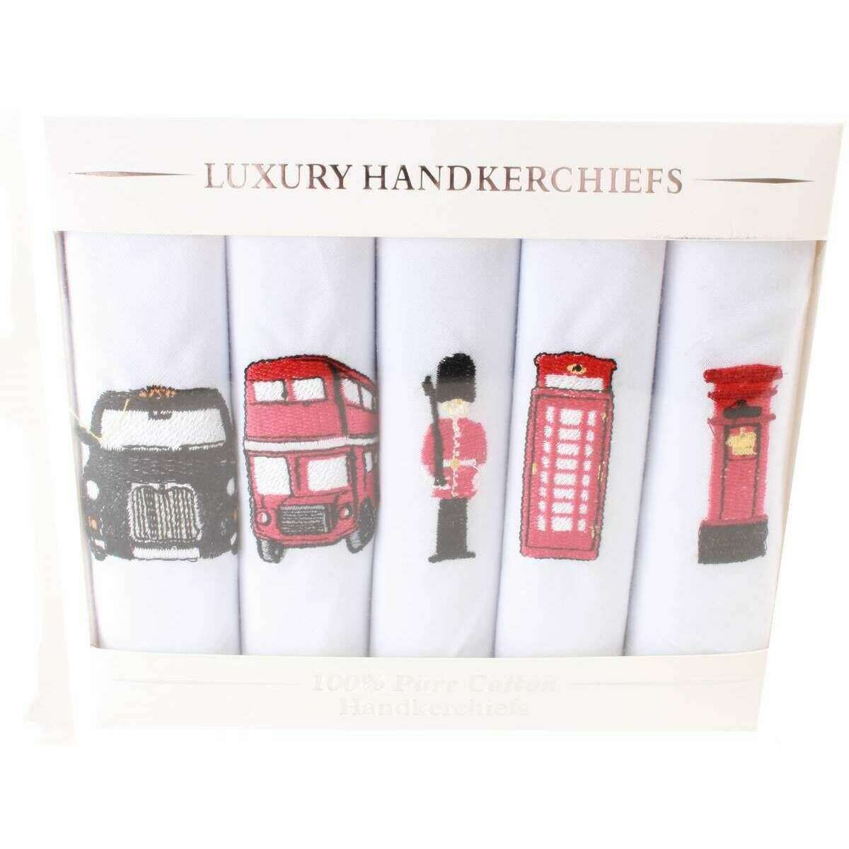 David Van Hagen London 5 Pack Handkerchief - White/Red/Black - Image 2