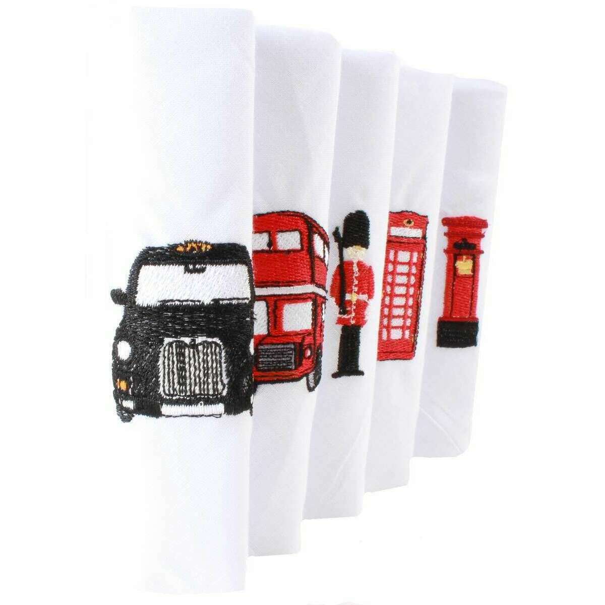 David Van Hagen London 5 Pack Handkerchief - White/Red/Black - Image 3