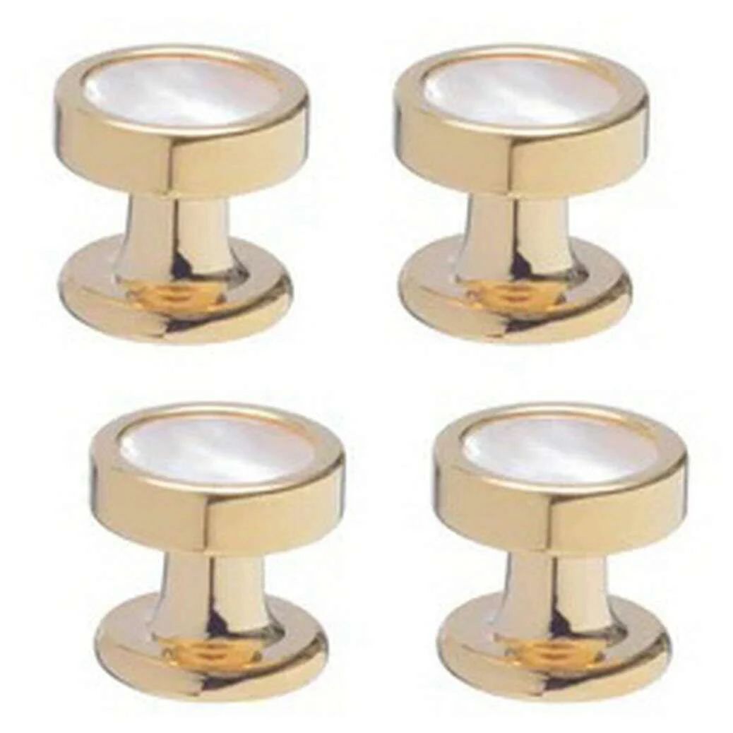 David Van Hagen Mother Of Pearl Dress Studs - White/Gold