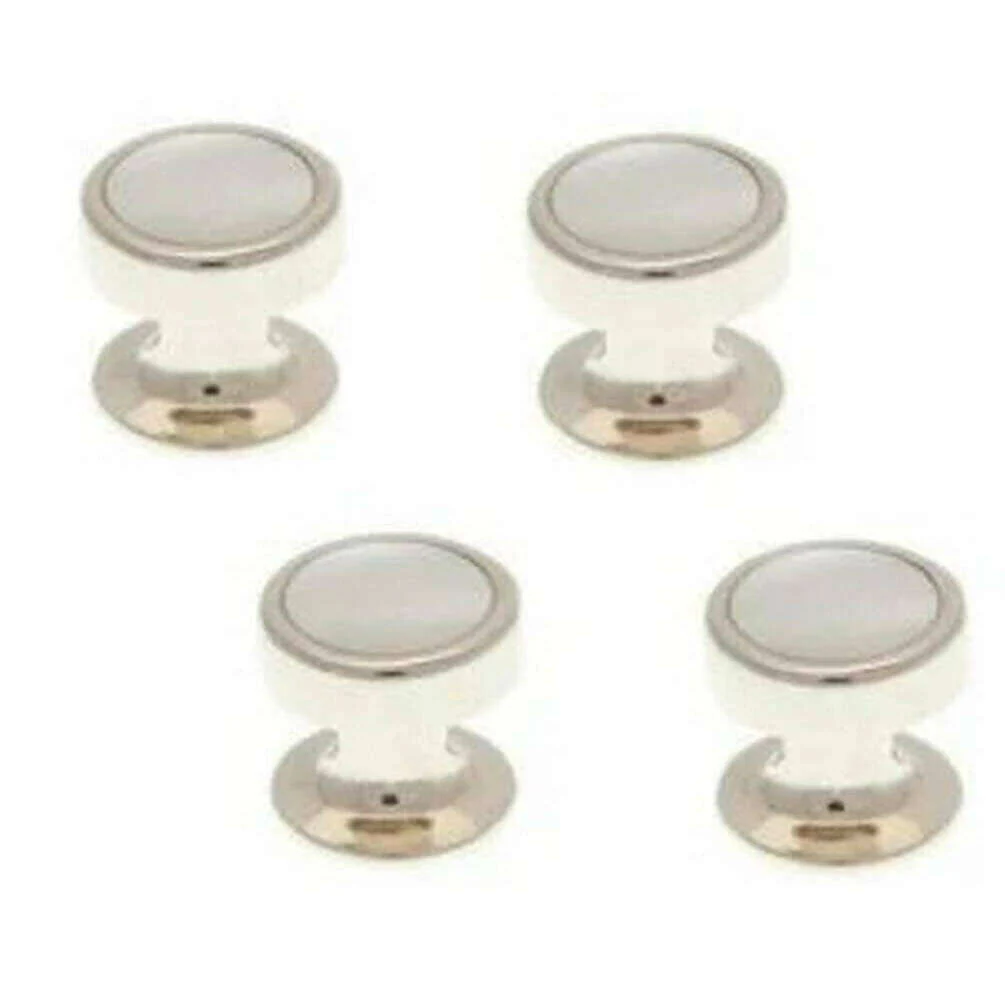 David Van Hagen Mother Of Pearl Round Dress Studs - White/Silver
